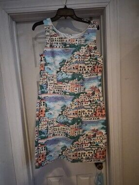 Talbots Coastal Print Sleeveless Shift Dress New